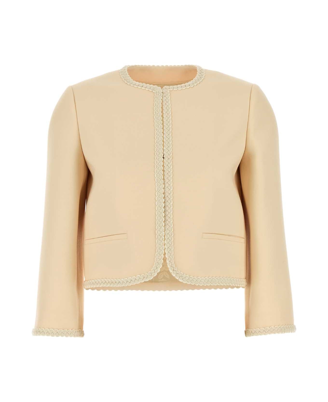 Cream Crepe Couture Blazer - 1