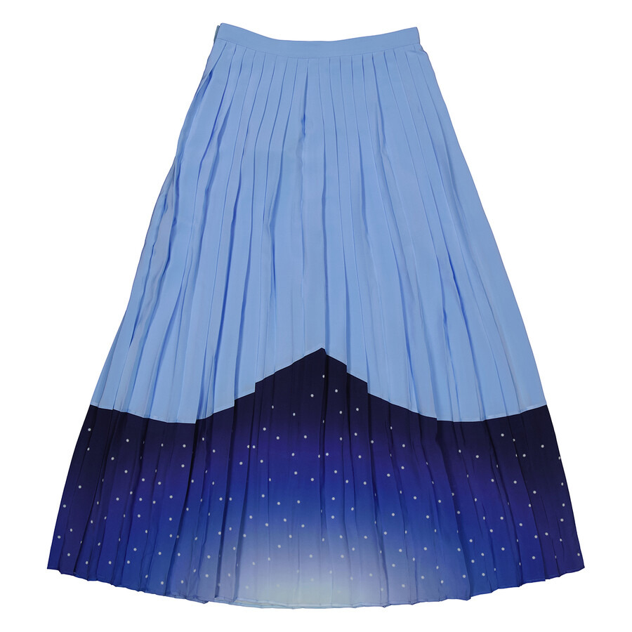 Burberry Soft Cornflower Blue Lise Constellation-Print Silk Ruffle Skirt - 2