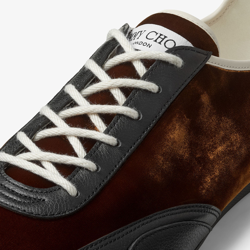 Sunny M Bronze Mix Leather and Velvet Low Top Trainers 3