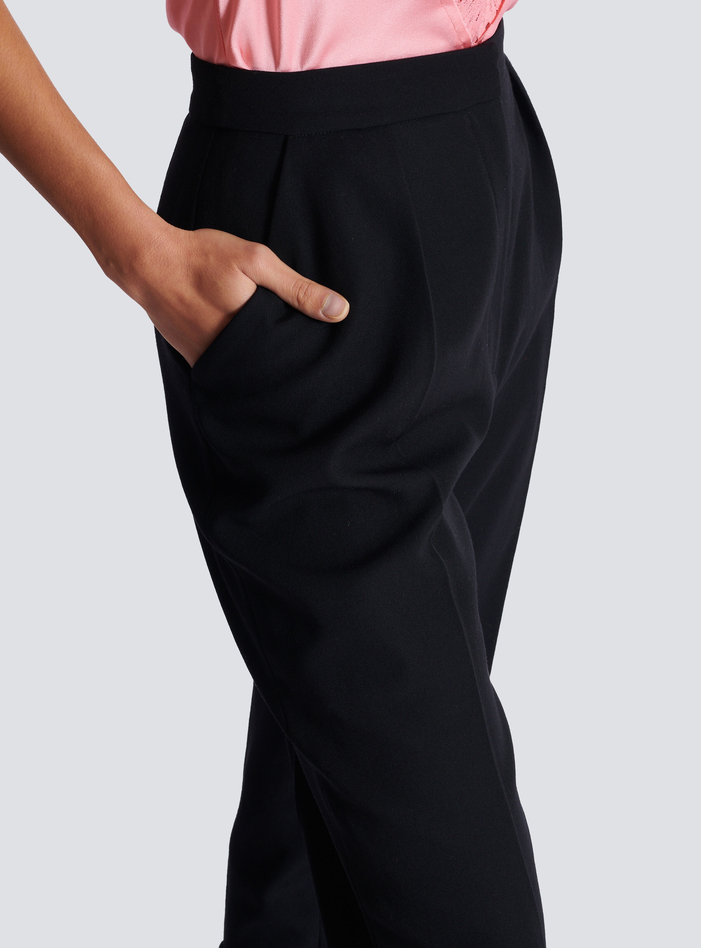 High-waisted grain de poudre trousers - 6