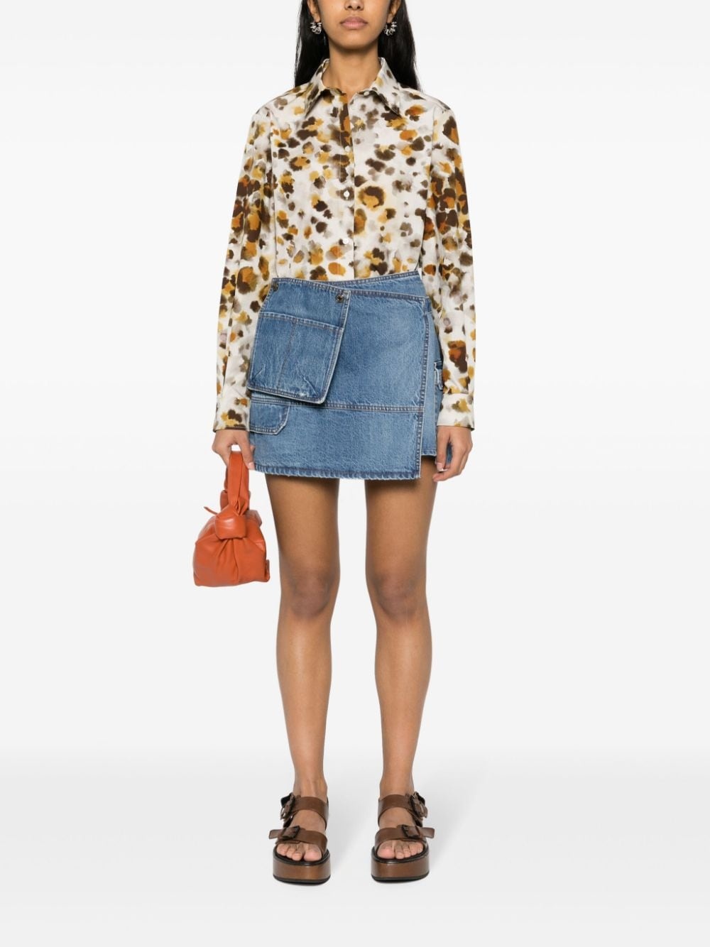 asymmetric denim mini skirt - 2
