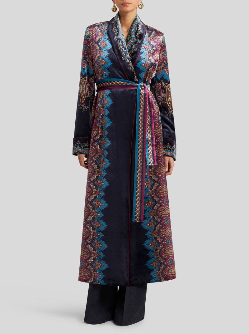 Etro VELVET ROBE OVERCOAT WITH PLACED PRINT outlook