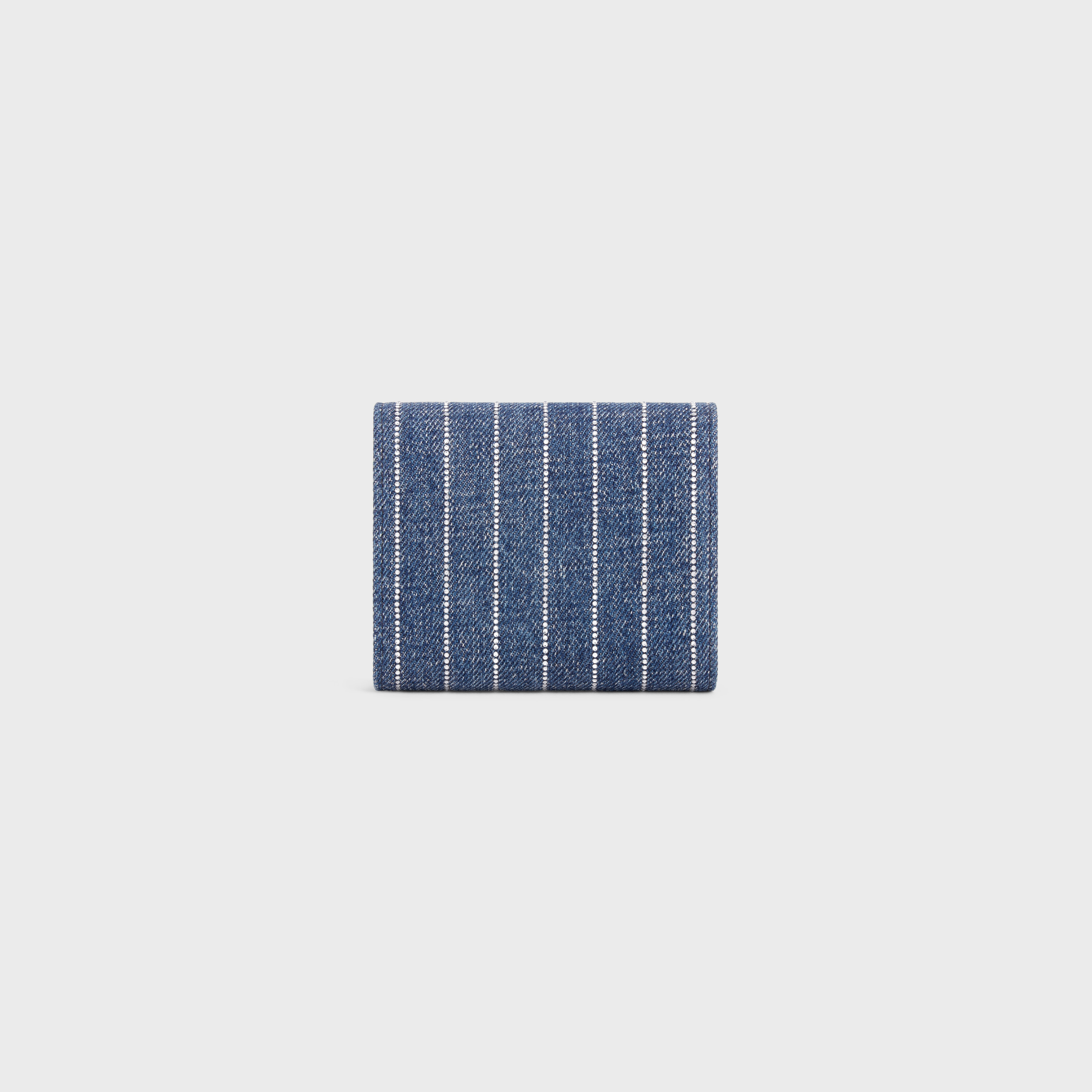 Small Flap Wallet TRIOMPHE IN STRIPED DENIM WITH STRASS - 3