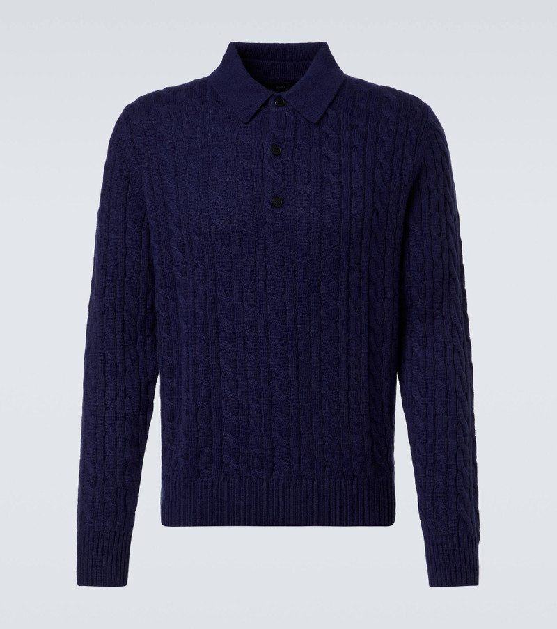 Cable-knit cashmere polo sweater 1
