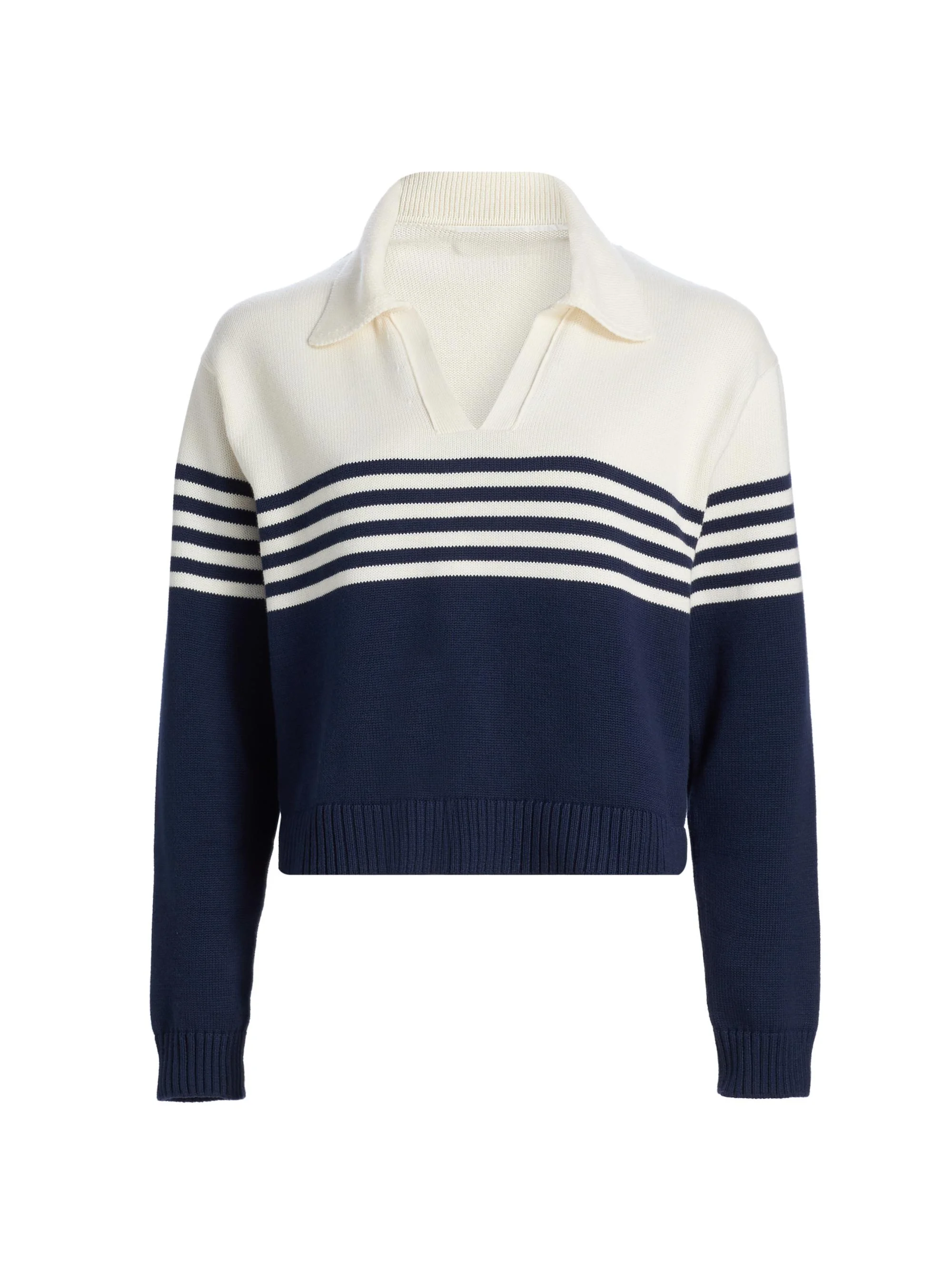 Women's Jules Striped Cotton Polo Shirt - Midnight Stripe - 1