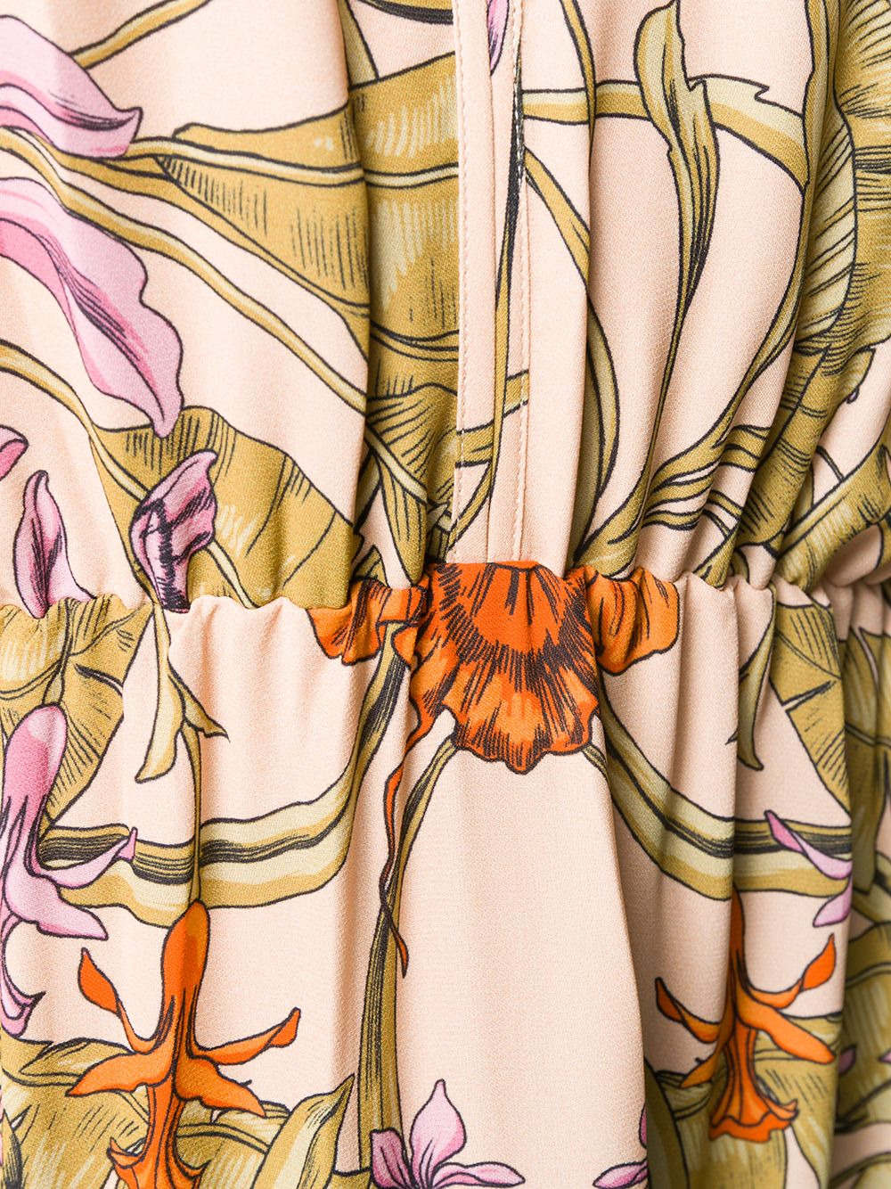 floral-print pleated hem dress - 5