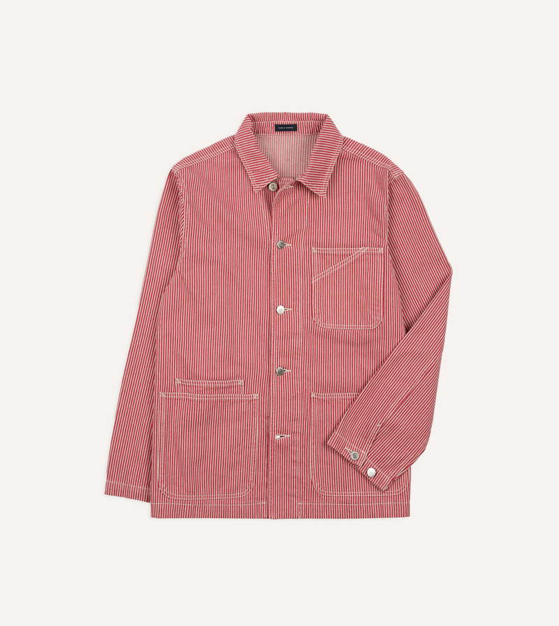 Red Stripe Cotton Fatigue Jacket - 1