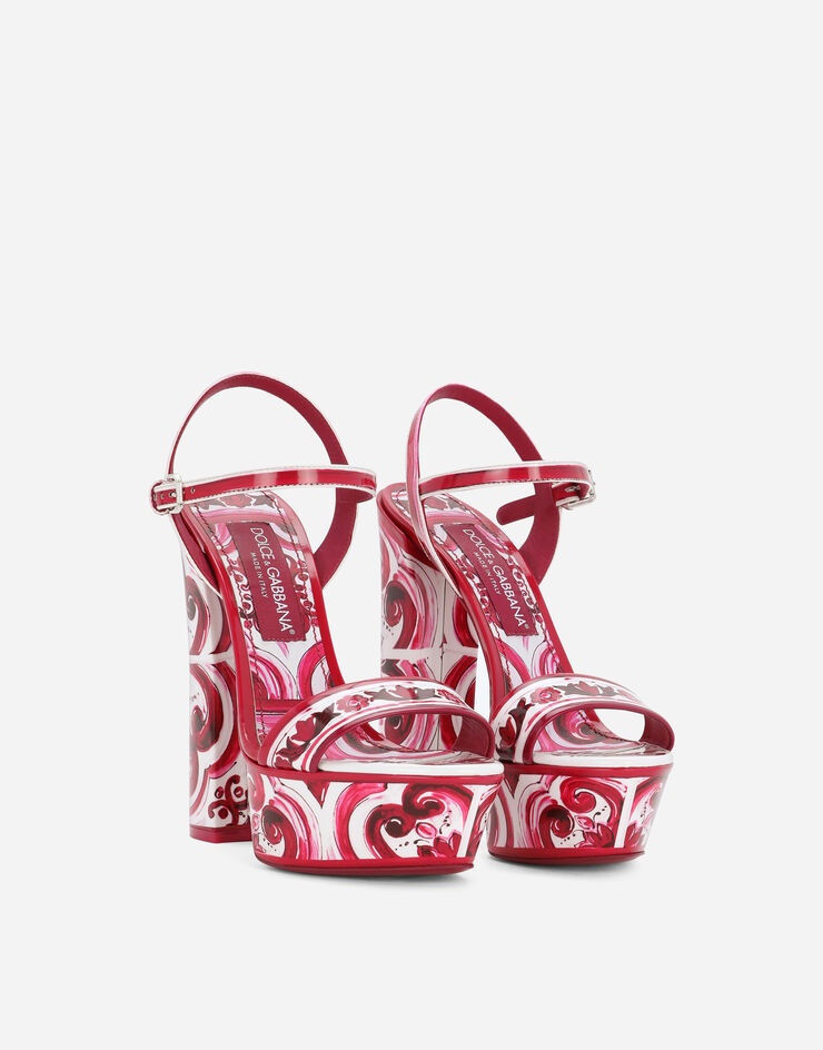 Printed polished calfskin platform sandals - 2