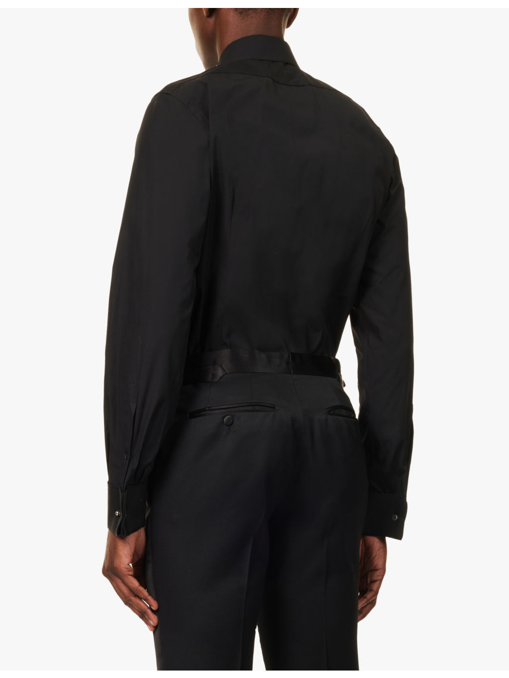 Pleated-bib slim-fit cotton shirt - 4