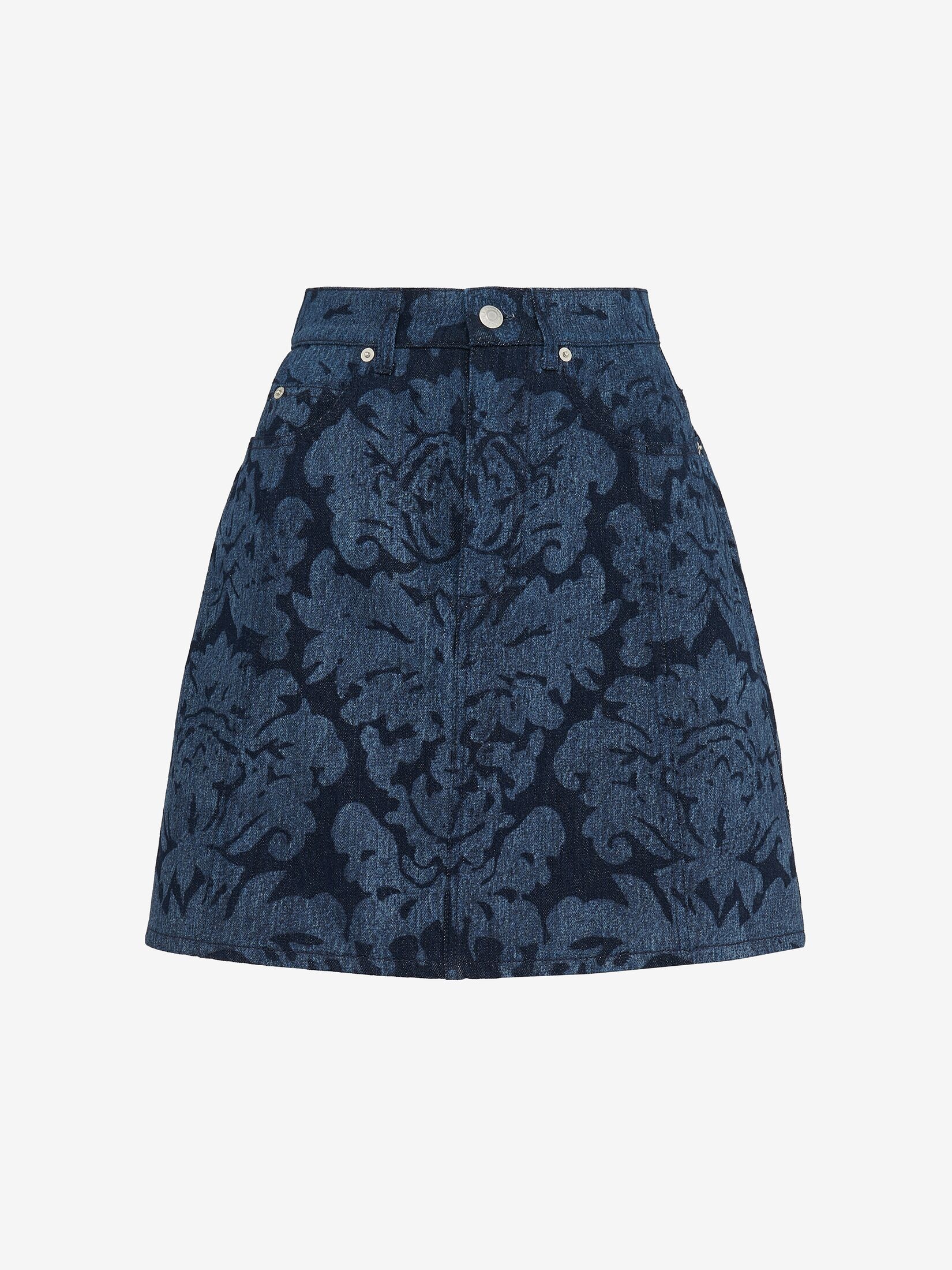 Women's Damask Denim Mini Skirt in Denim - 1
