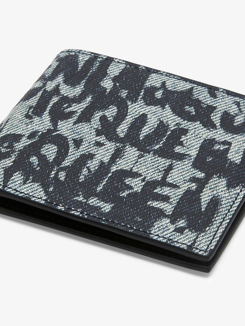 Men's McQueen Graffiti Billfold Wallet in Blue - 5