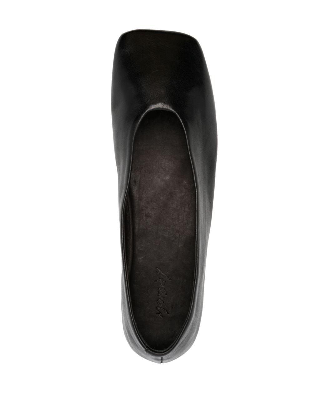 square-toe leather ballerina shores - 4