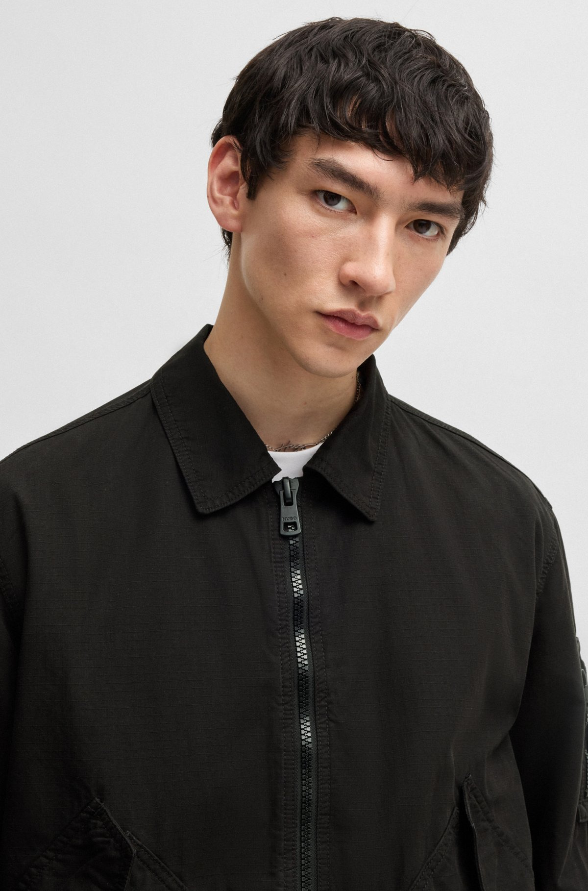 COTTON-RIPSTOP FLIGHT JACKET WITH LOGO LABEL - 5