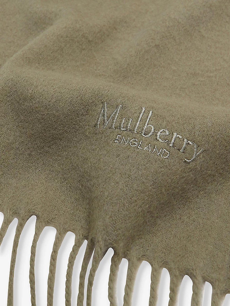 Logo-embroidered merino wool scarf - 4