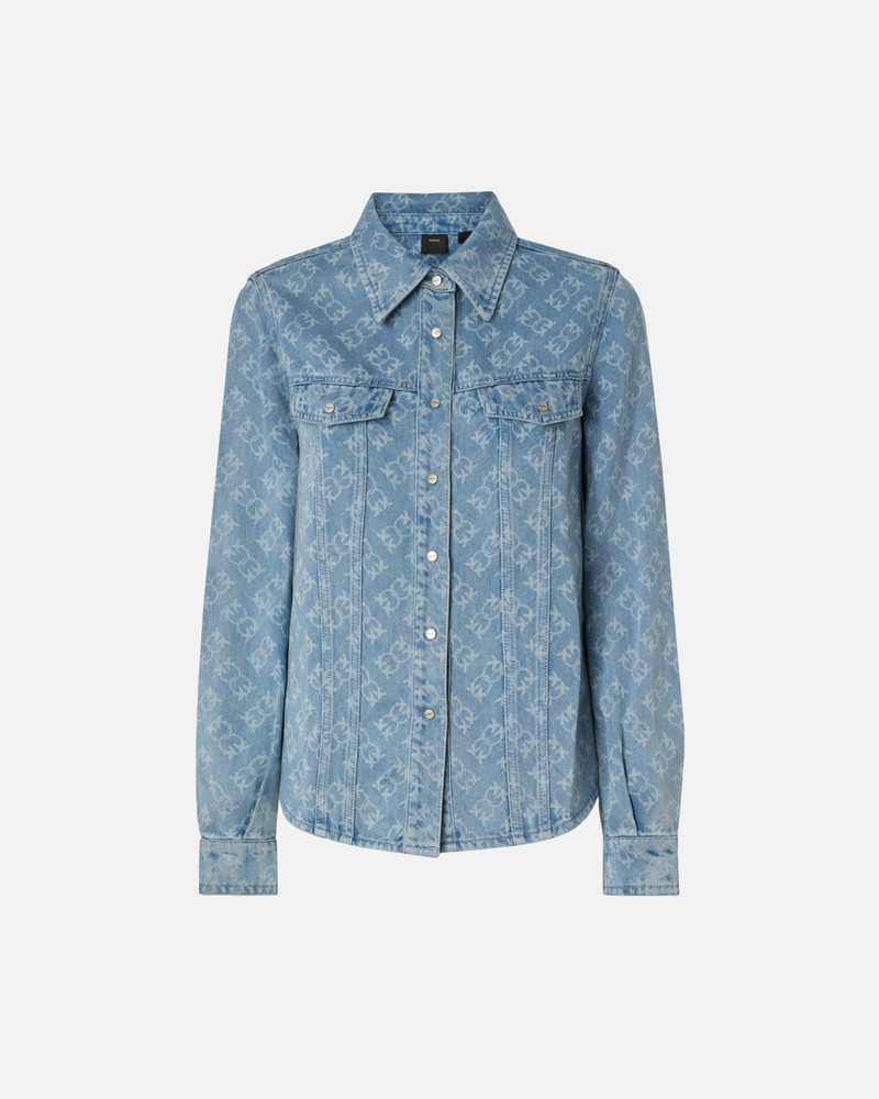 DENIM SHIRT WITH LOVE BIRDS LOGO 1