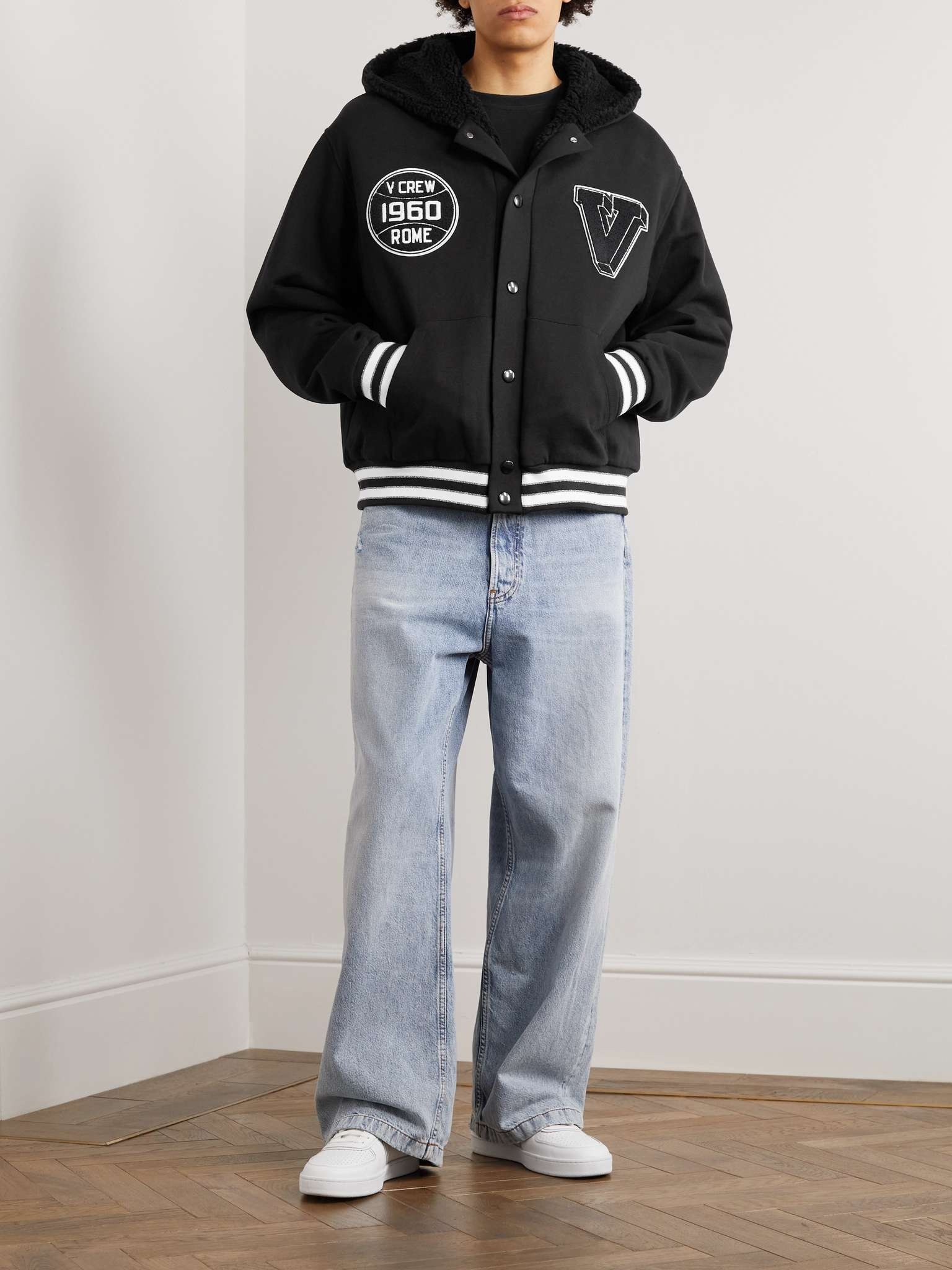 Logo-Appliquéd Cotton-Jersey Hooded Varsity Jacket - 2