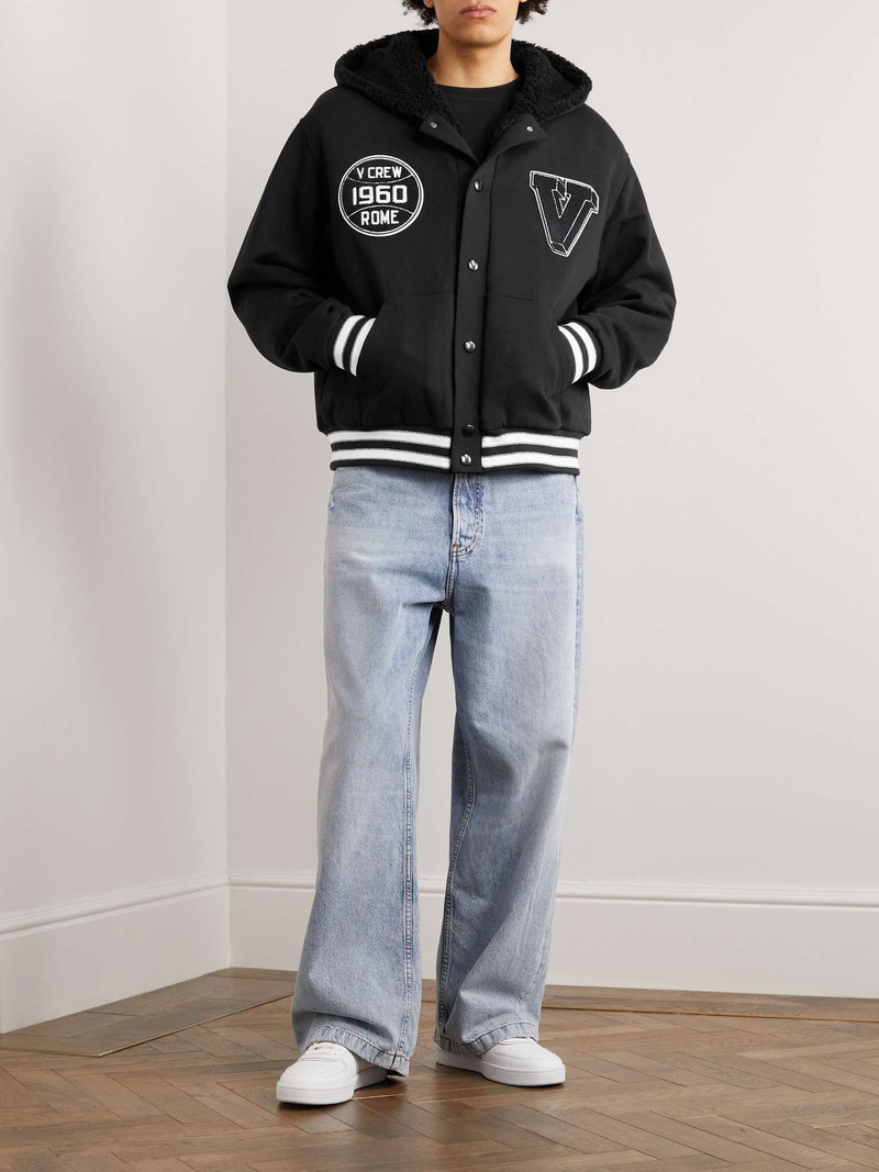 Valentino Logo-Appliquéd Cotton-Jersey Hooded Varsity Jacket outlook