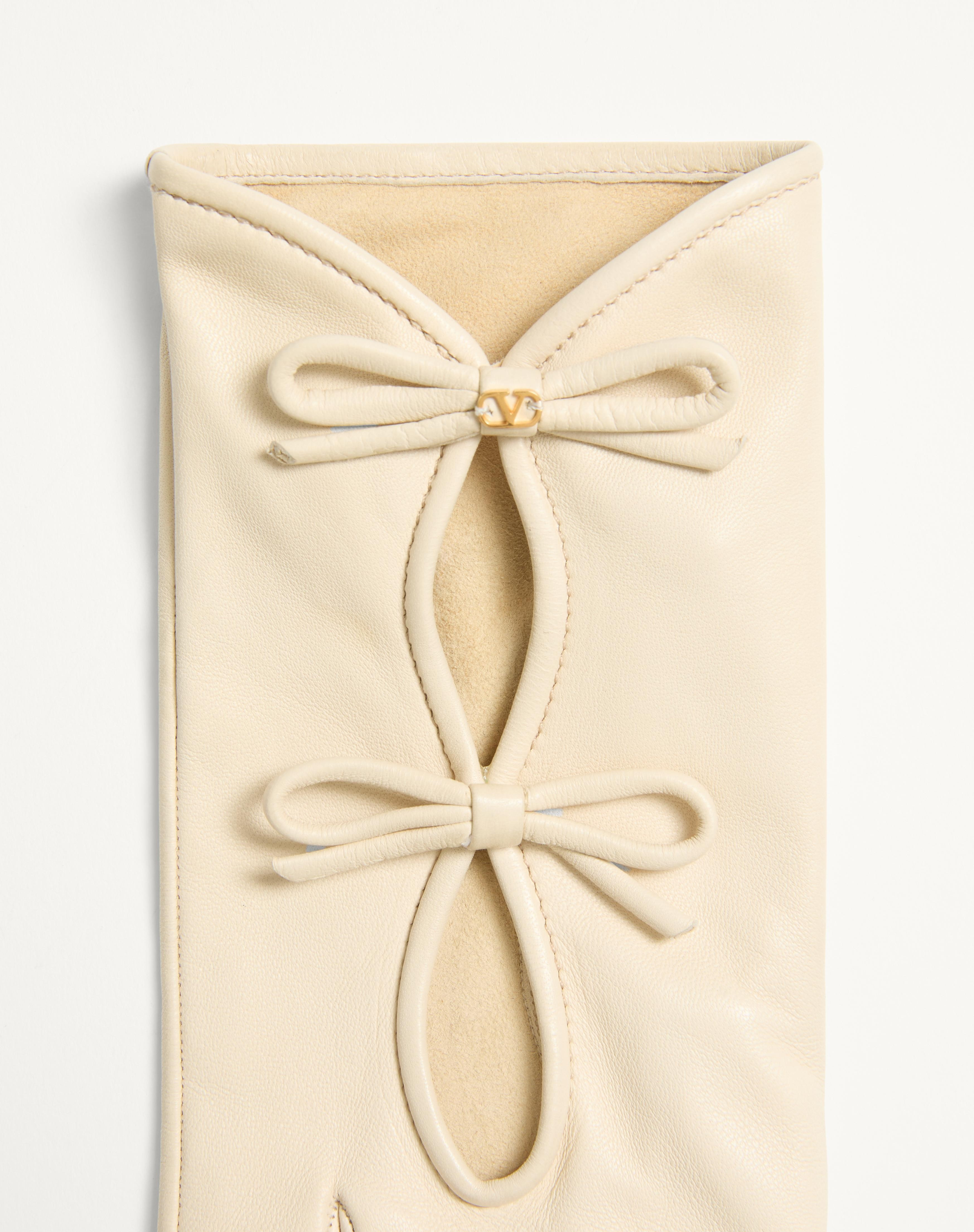 VLOGO SIGNATURE NAPPA LEATHER GLOVES WITH BOWS - 3