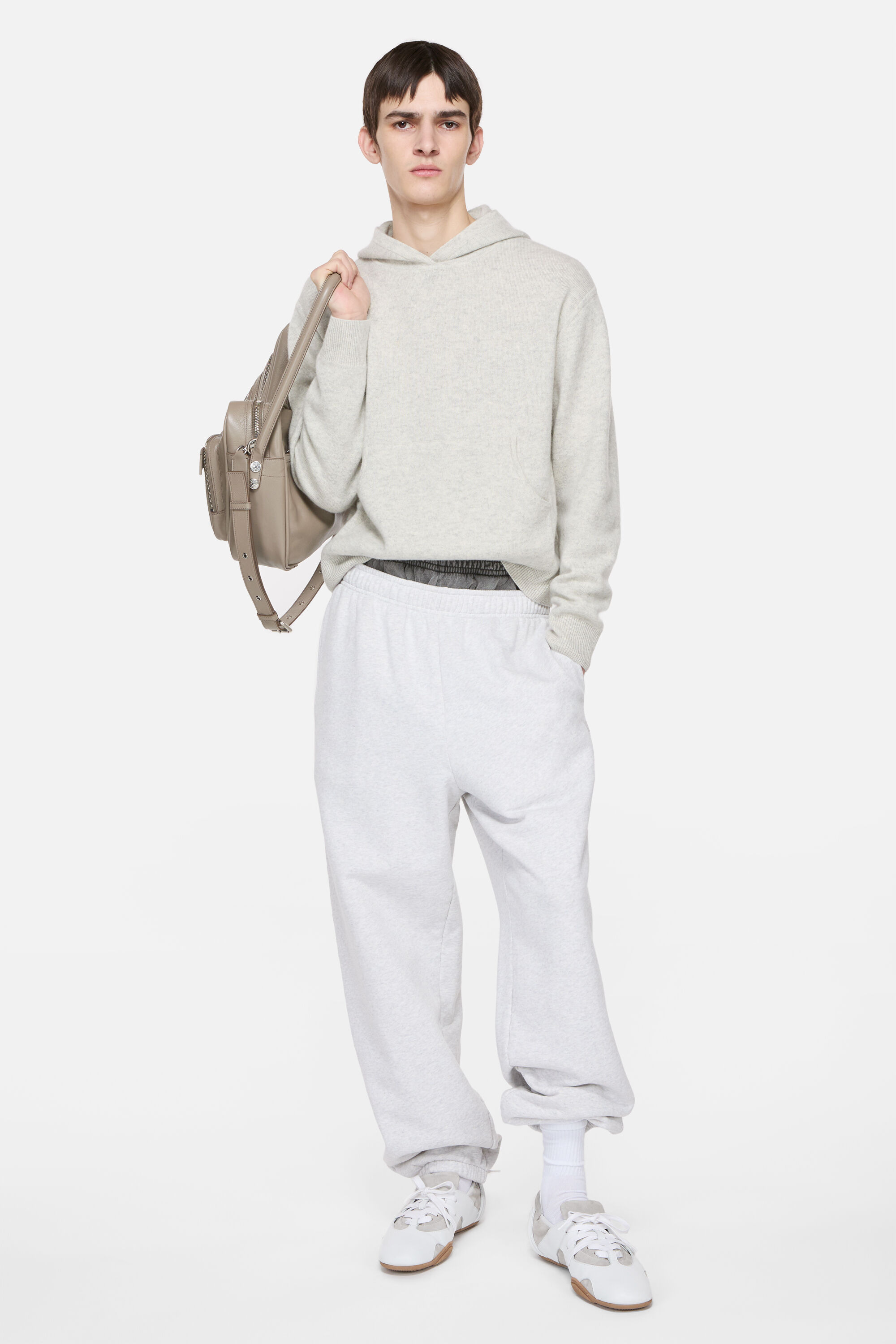 Cashmere hoodie - Light Grey Melange - 2