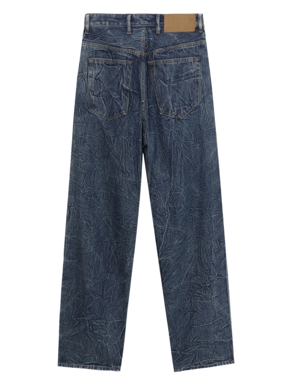 appliqué crinkled straight jeans - 6