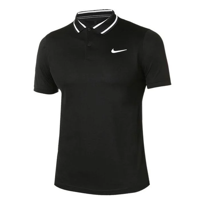 Nike Casual Sports Logo Pattern Printing Short Sleeve Polo Shirt Black CW6848-010 - 1