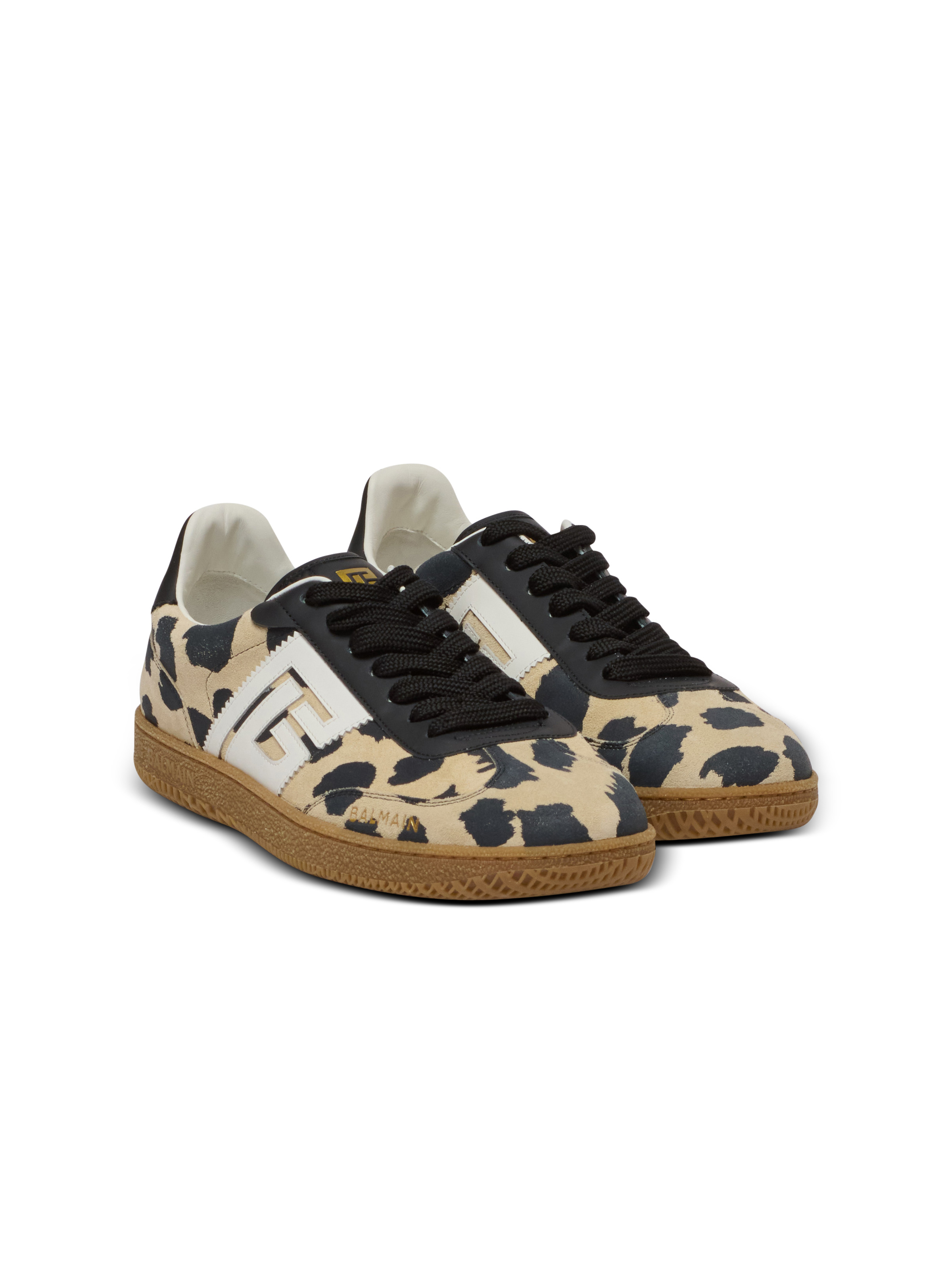 Balmain Swan leopard print suede leather trainers - 2