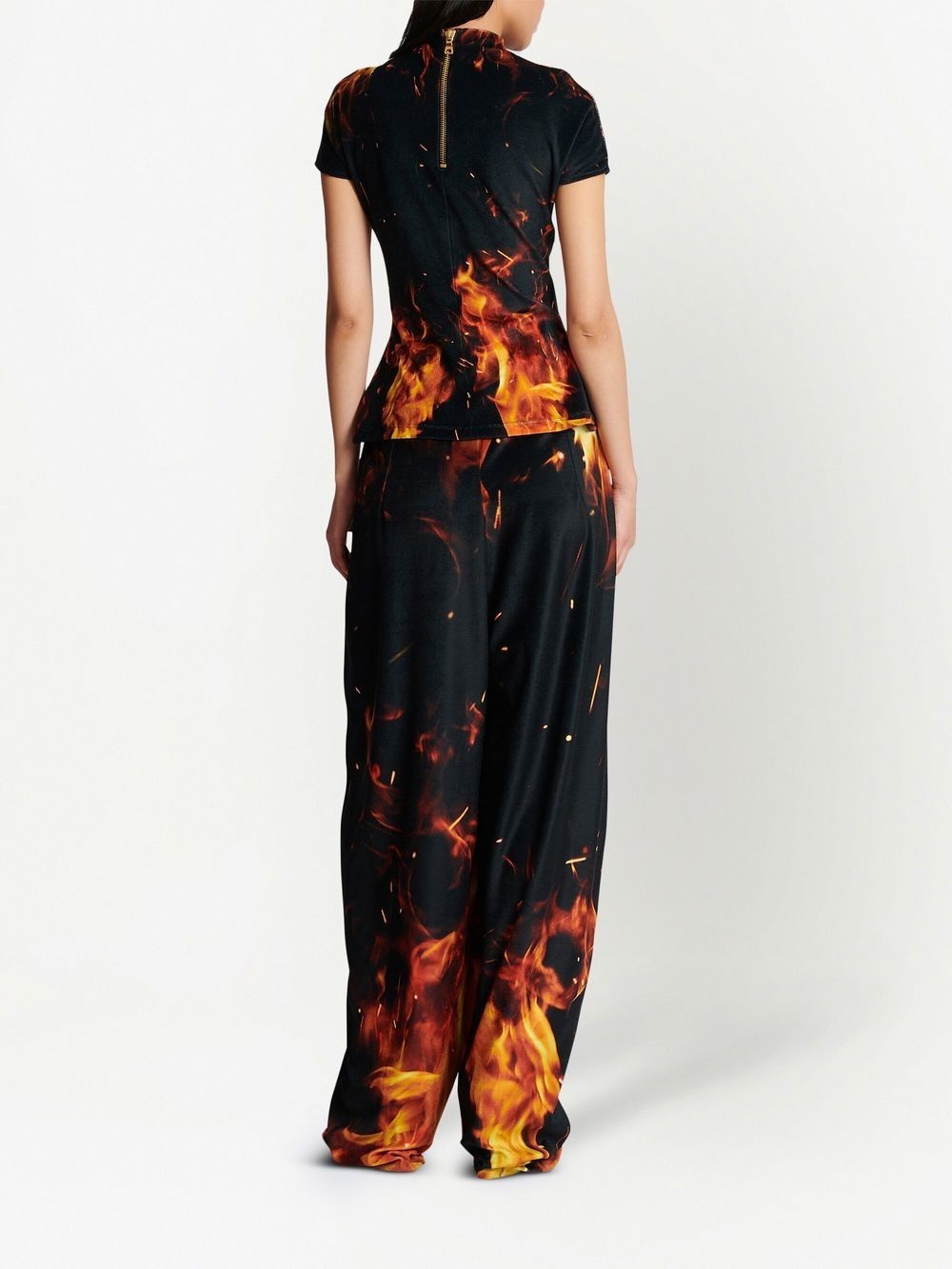 fire print velvet top - 3