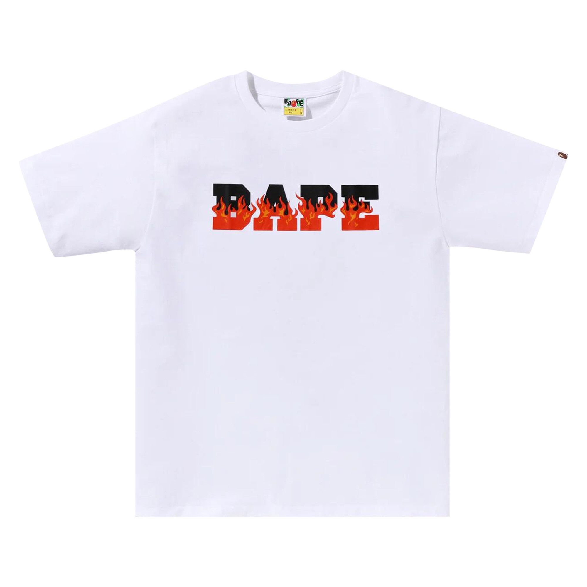 BAPE Flame Bape Logo Tee 'White/Red' - 1