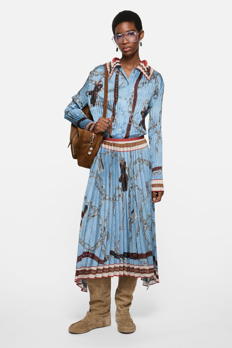 Acne Studios Long pleated skirt - Denim blue outlook