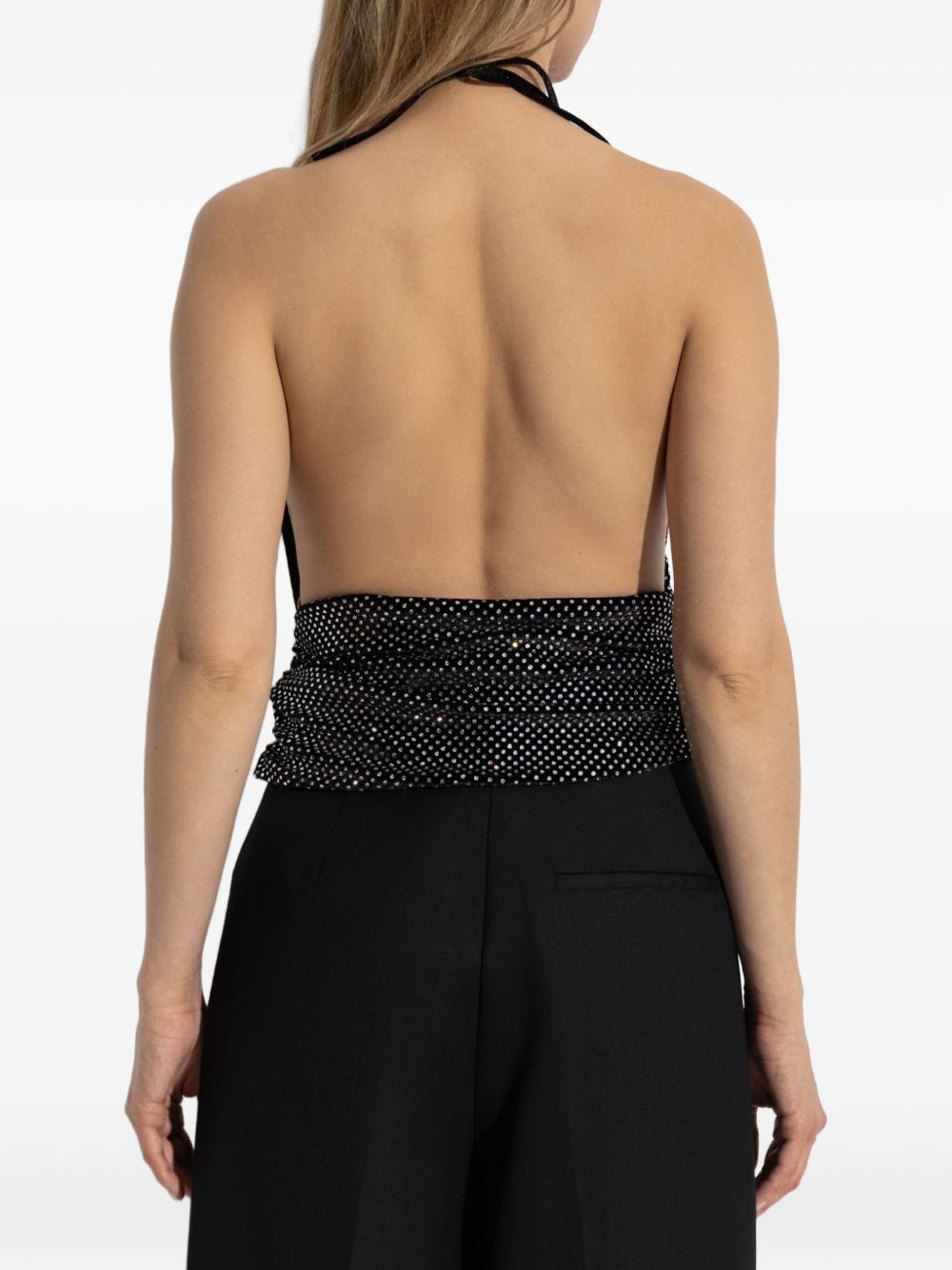 crystal-embellished halterneck top - 4