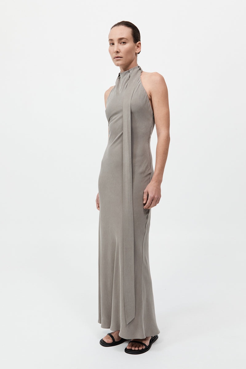 Bias Scarf Dress - Slate - 4