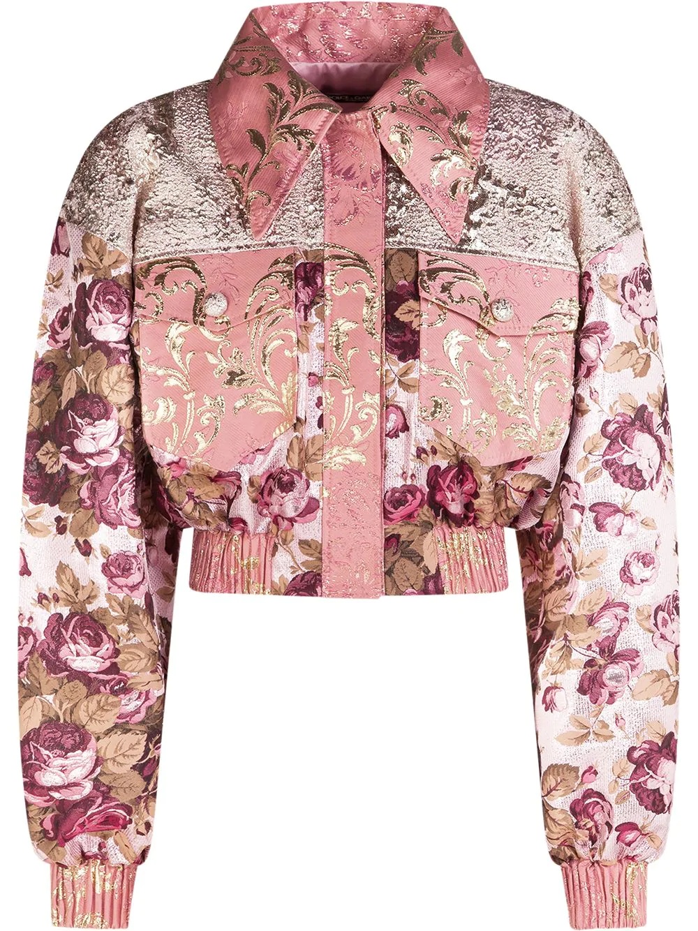 floral jacquard bomber jacket - 1