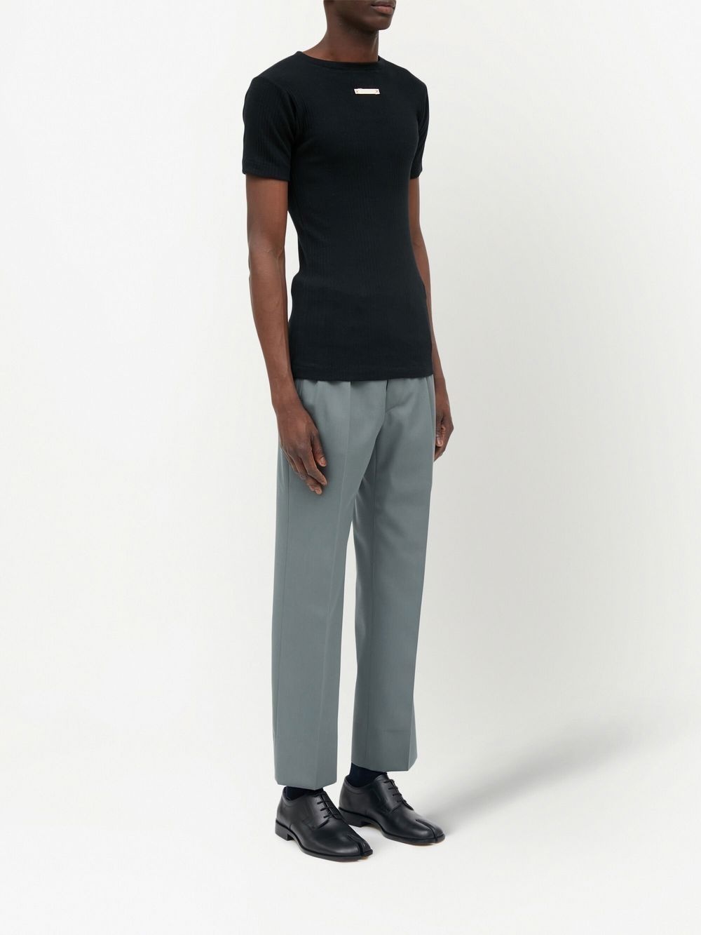 ribbed-knit cotton T-Shirt - 3