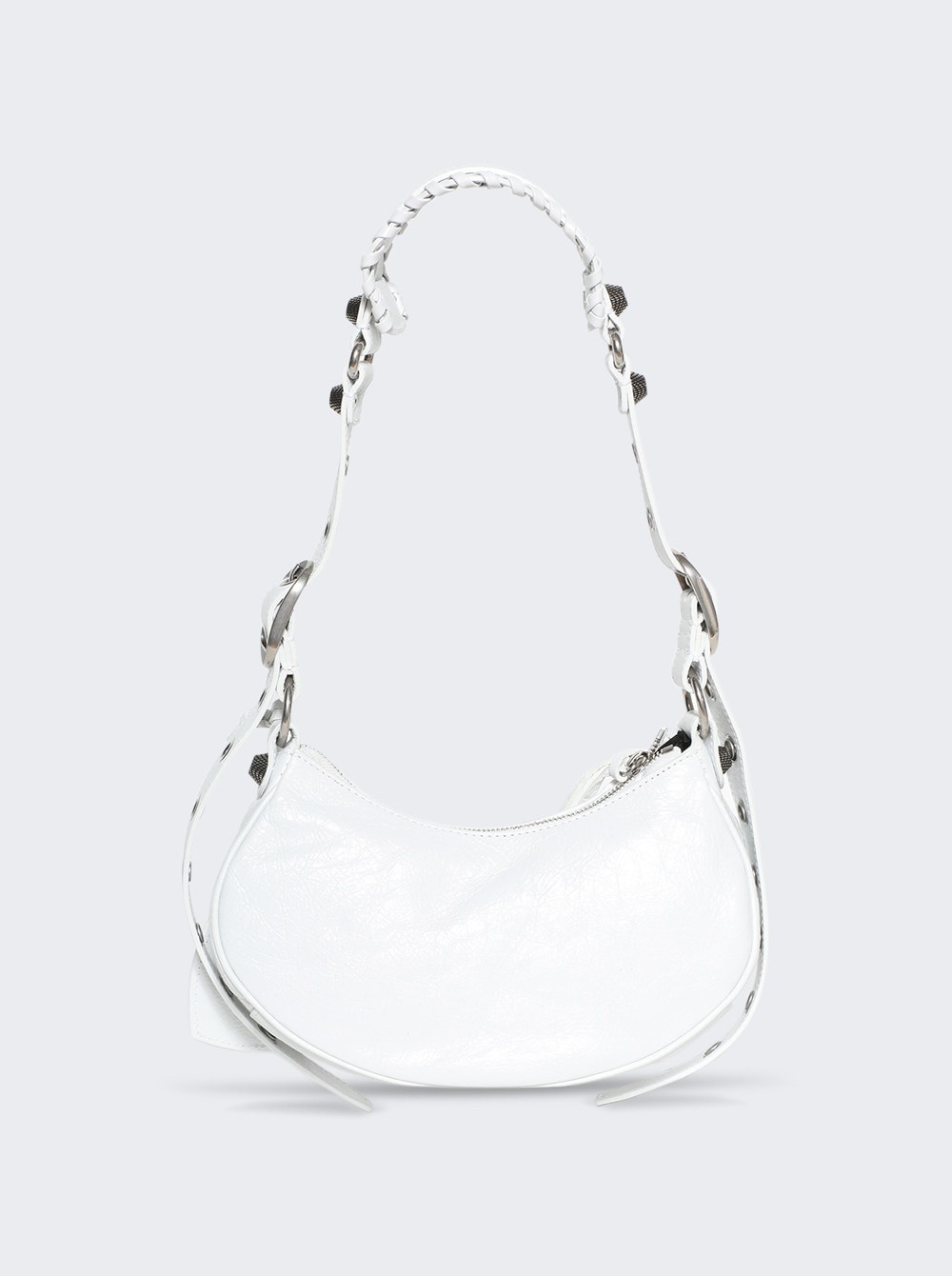 直営店☆BALENCIAGA☆ LE CAGOLE XS ショルダーバッグ/ WHITE Balenciaga White Lambskin Leather Le Cagole XS Crossbody Bag