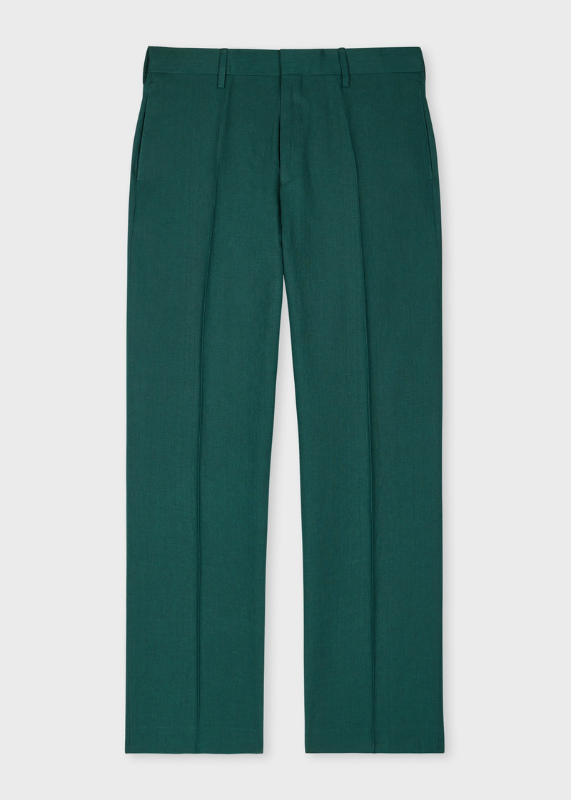 Dark Green Linen Double Breasted Suit 1