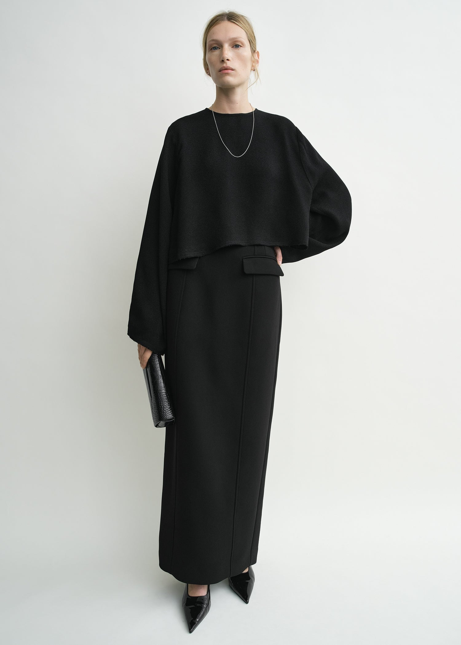 Cropped sablé blouse black - 2
