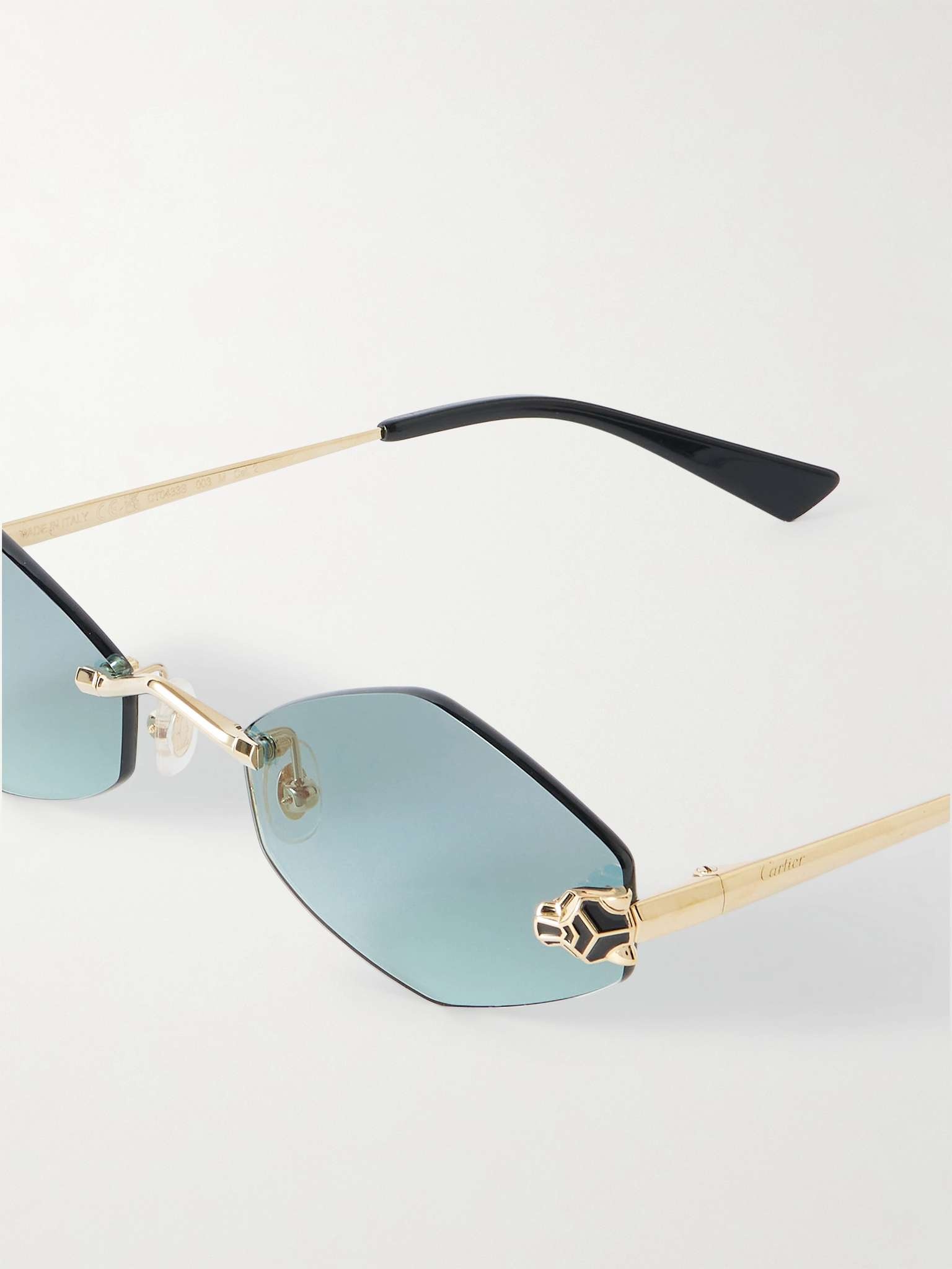 Panthère de Cartier Rimless Hexagon-Frame Gold-Tone Sunglasses - 3