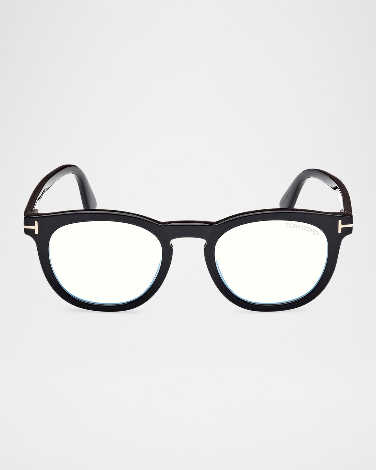 Men's FT5993-BM Round Blue-Block Optical Frames with Magnetic Sunglasses Clip - 1