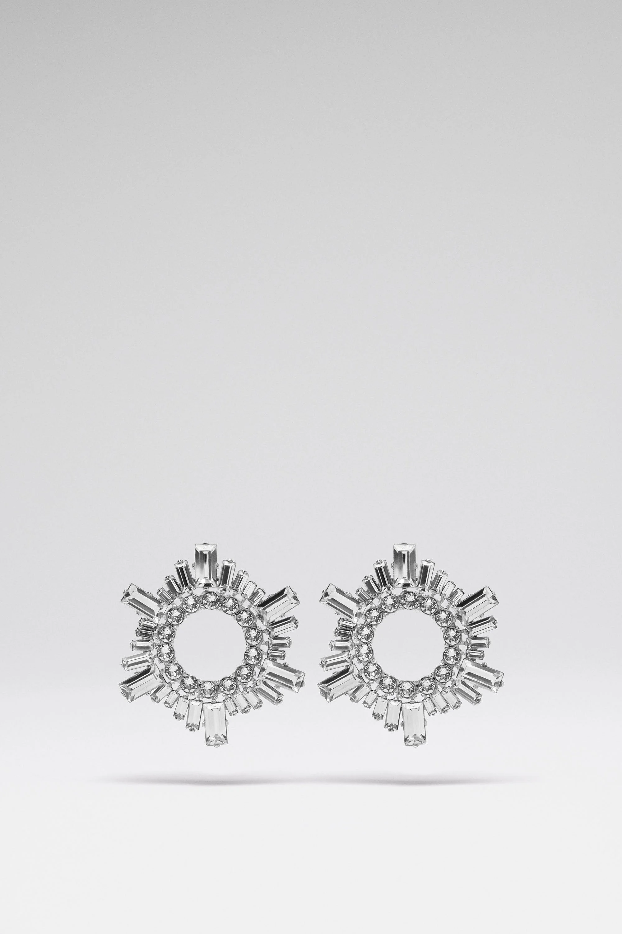 MINI BEGUM EARRINGS WHITE CRYSTALS WITH SILVER BASE - 1