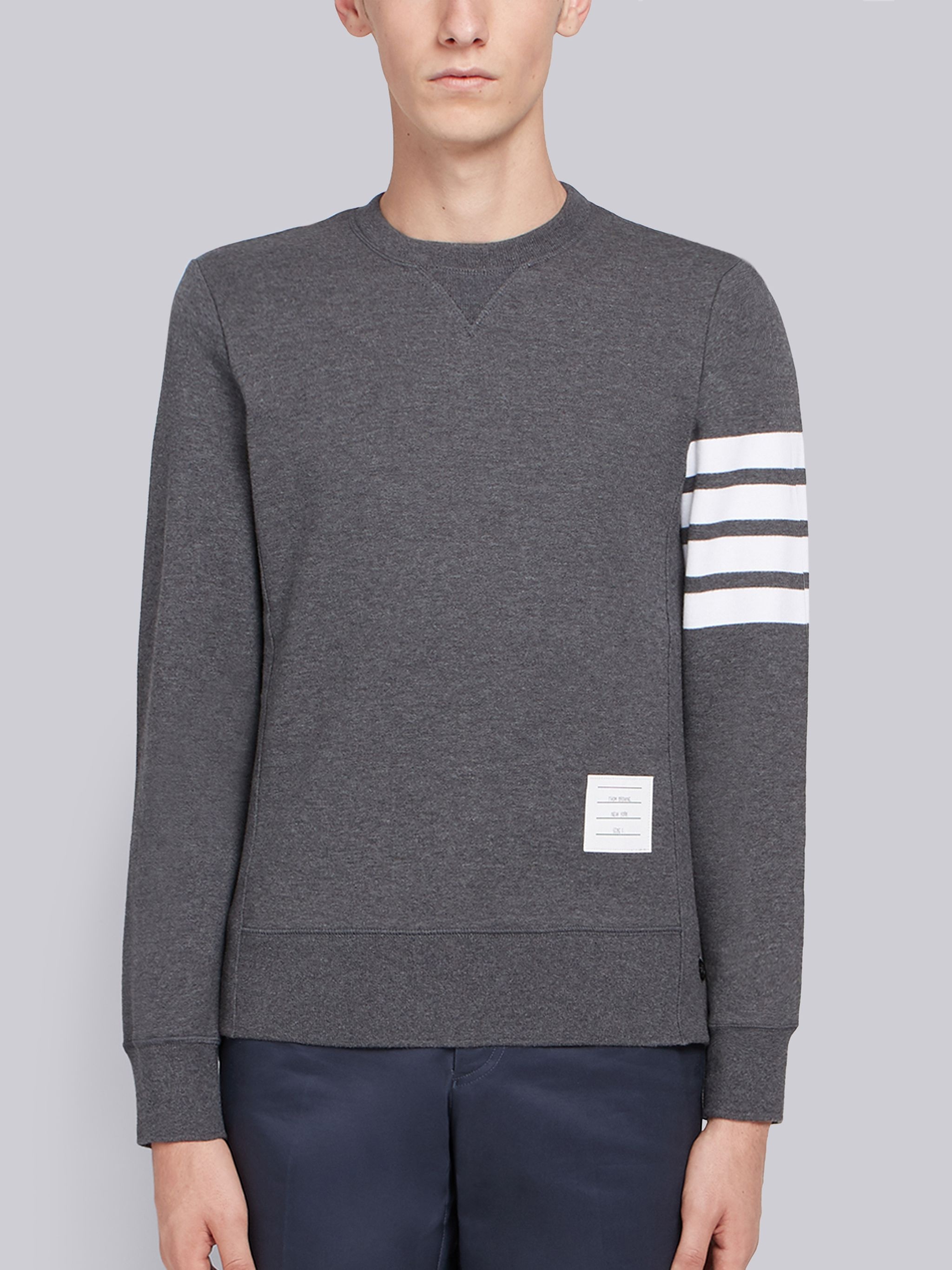 Dark Grey Loopback Jersey Knit 4-bar Crew Neck Sweatshirt - 1