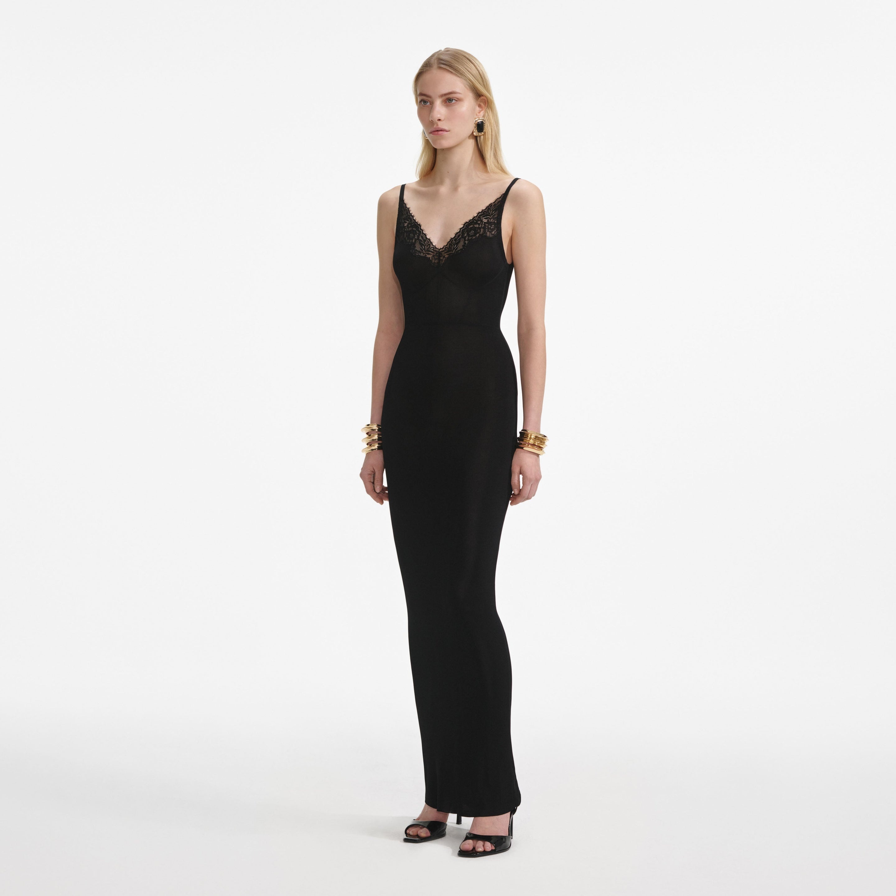 Black Viscose Knit Maxi Dress - 2