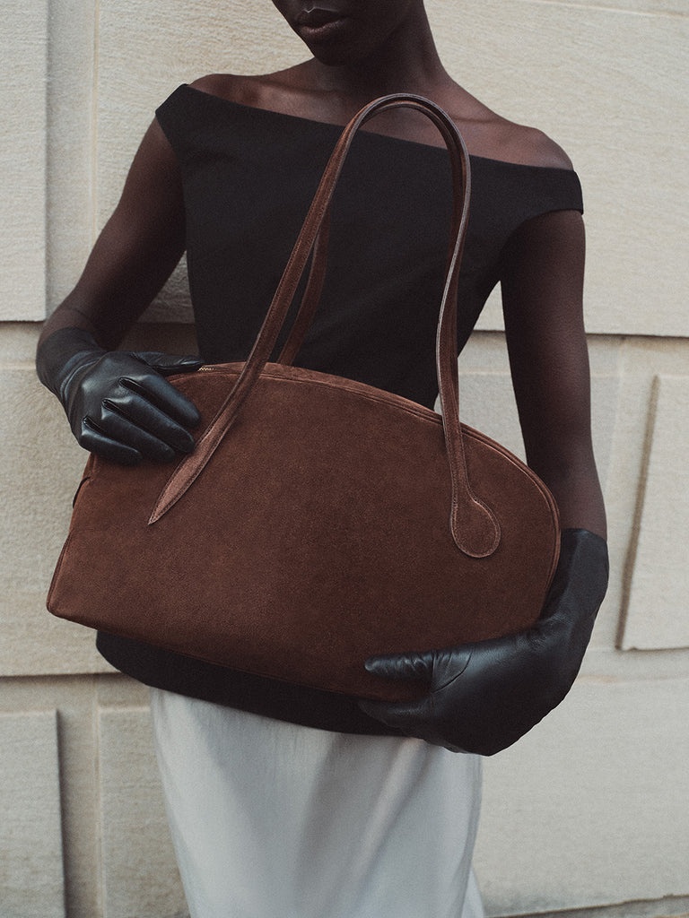 BOWLING BAG DARK BROWN SUEDE - 2