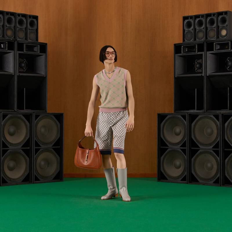 GUCCI Geometric G print muslin shorts outlook