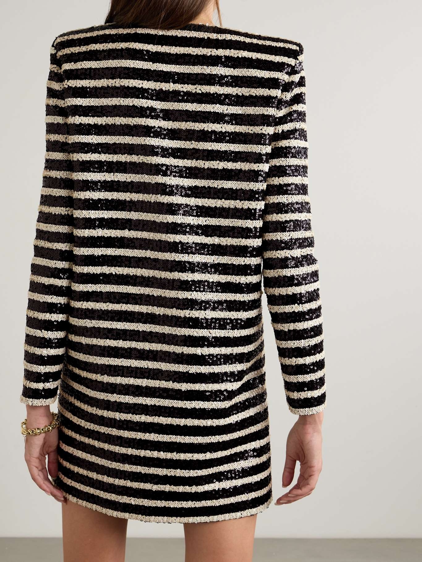 Sequined embellished striped tulle mini dress - 3