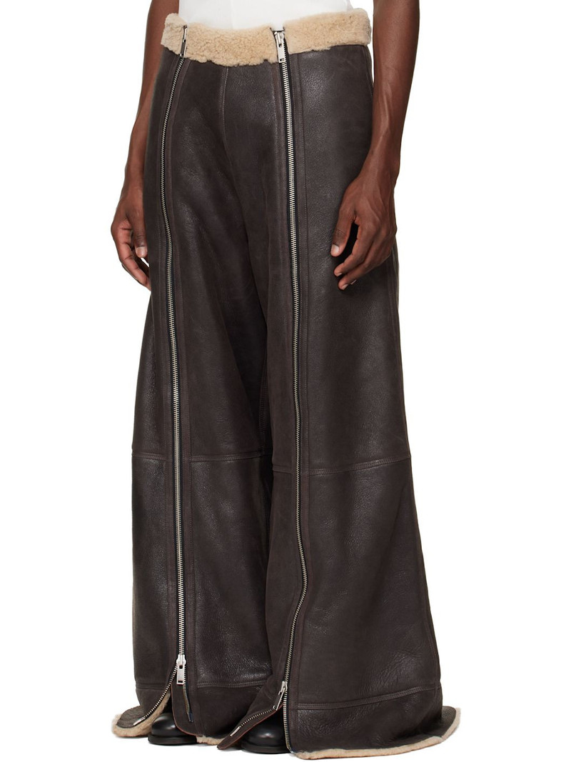 LU'U DAN SSENSE Exclusive Brown Shearling Flight Pants outlook