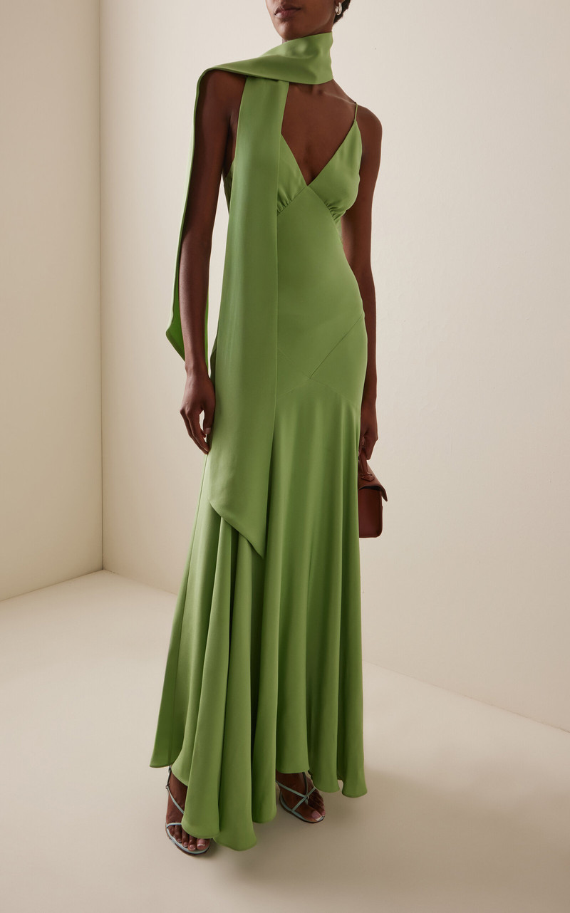 RODARTE Silk Crepe Bias Maxi Dress green outlook