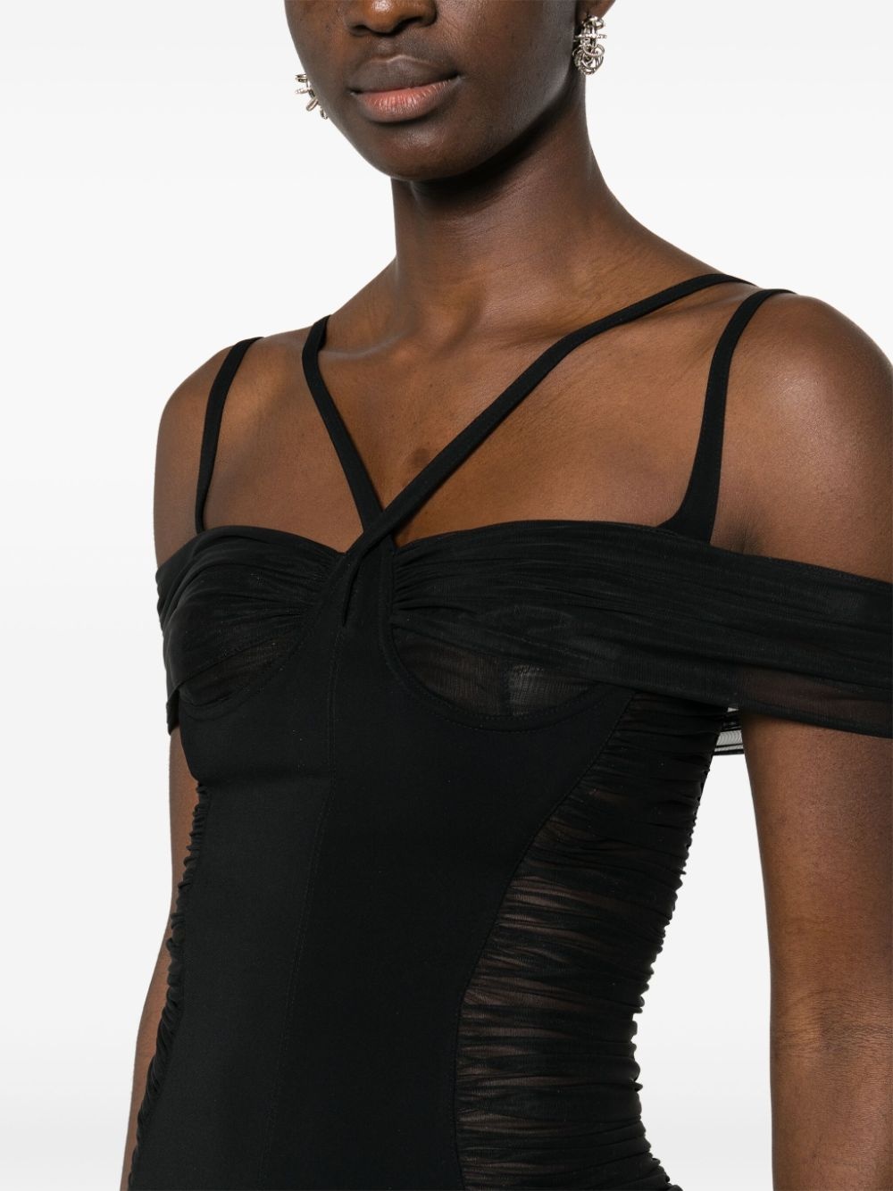 ruched panelled mini dress - 5