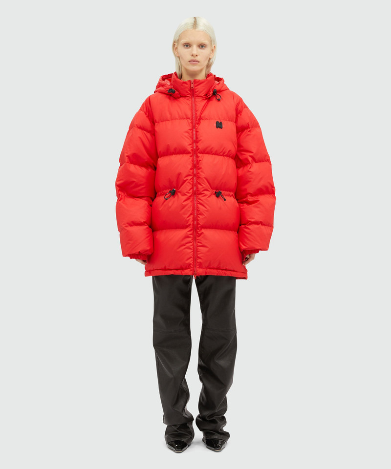 MSGM Red matte nylon "TheMwave" down jacket outlook