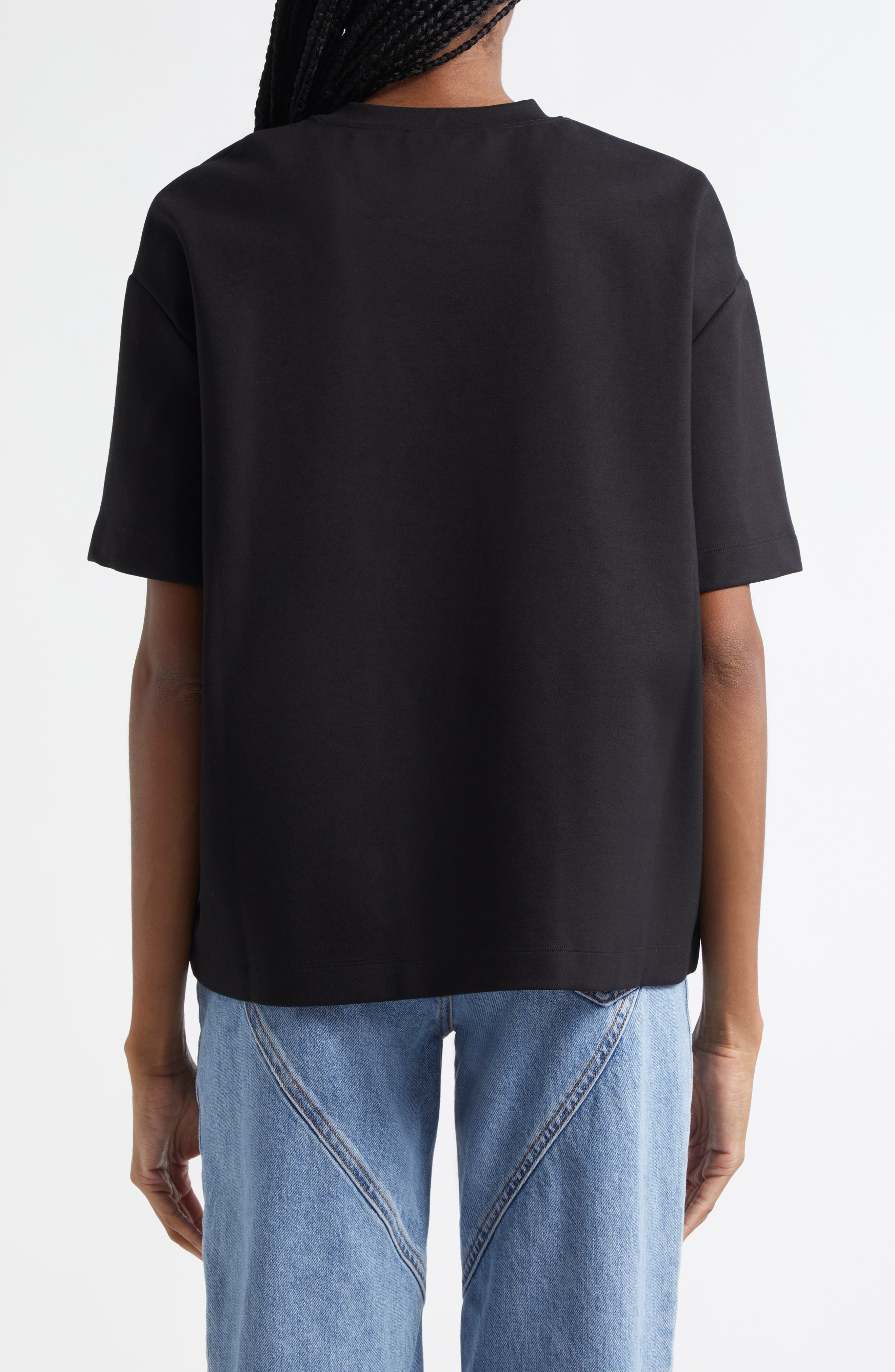 Area Crystal Trim Heart Cutout Relaxed Fit T-Shirt in Black at Nordstrom - 3