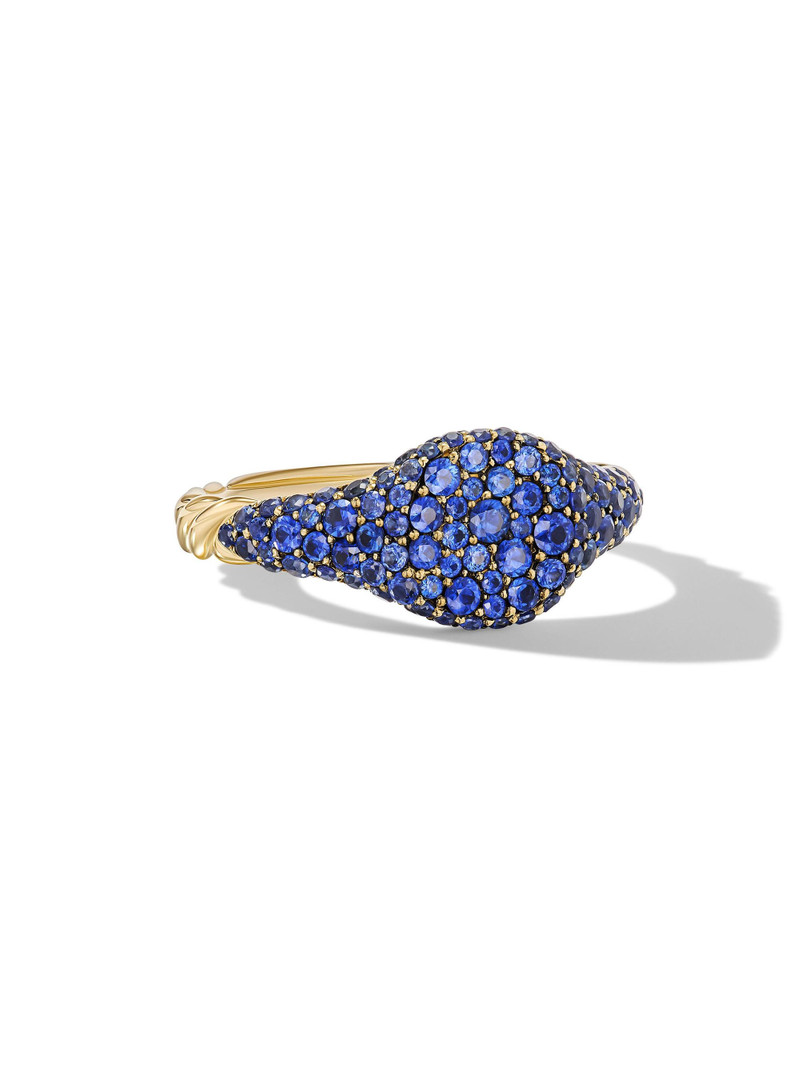 Women's Petite Pavé Pinky Ring in 18K Yellow Gold - Sapphire 1